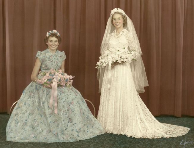 Margaret and her bridesmaid March 1954